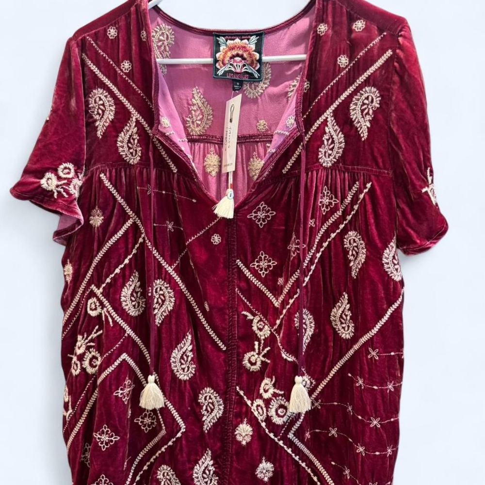 Johnny Was Crushes Velvet Blouse NWT